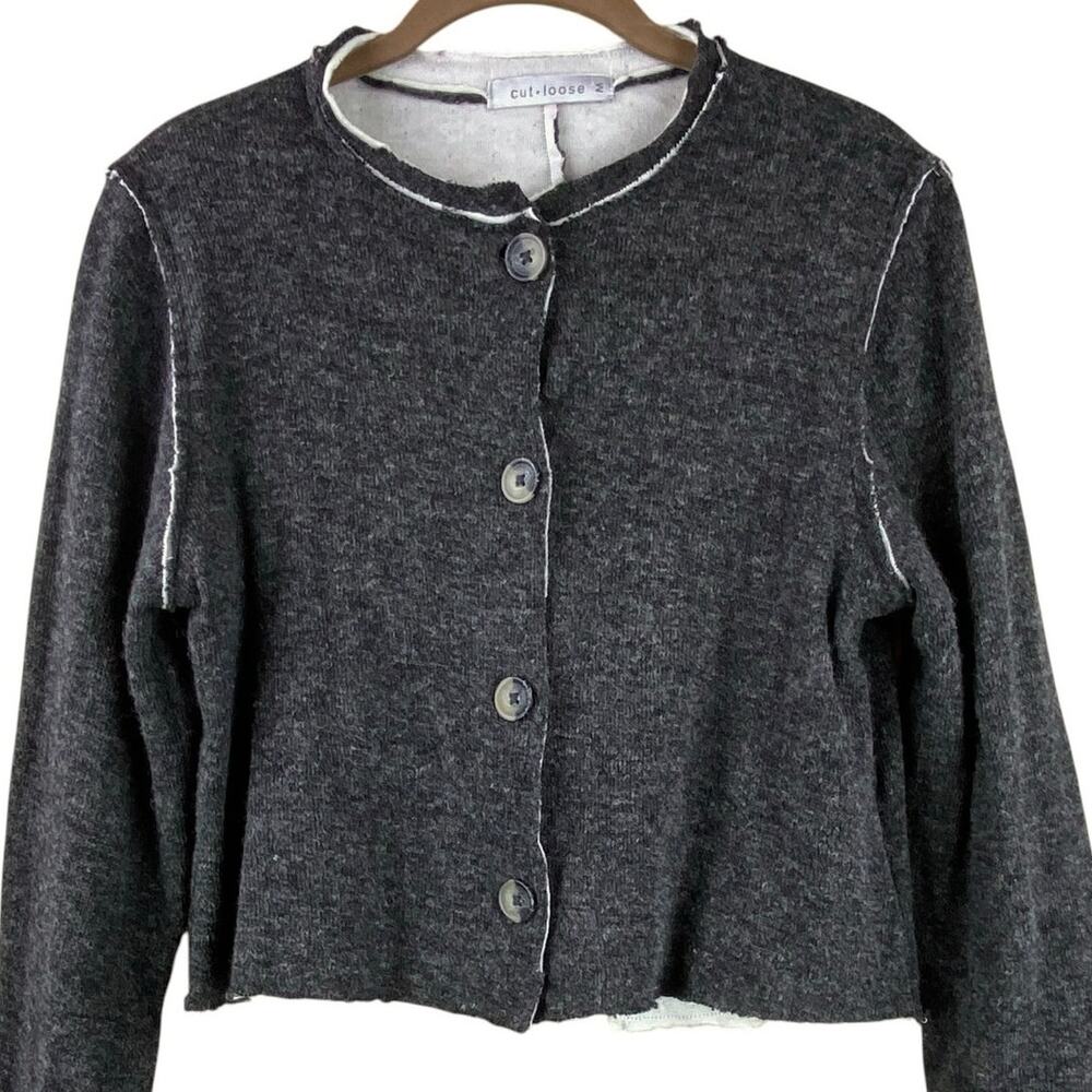 Cut Loose Cotton Wool Sweater Size M Gray Asymmetric Art To Wear Gritty Boho